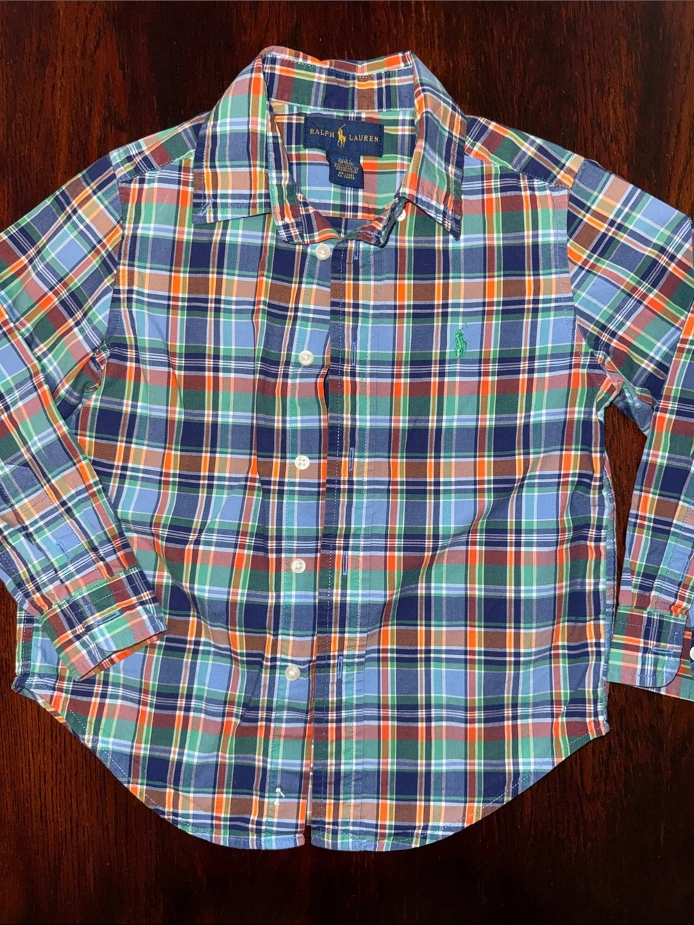 Ralph Lauren Plaid Button-Down Shirt in Blue, Green & Orange